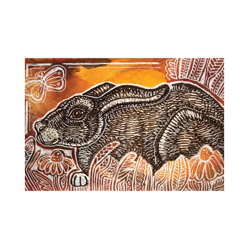 Crouching Rabbit by Lynnette Shelley - Wrapped Canvas Painting, 20.32 cm H x 30.48 cm W