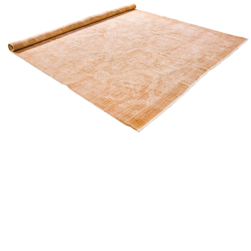 Tapis beige unique des années 1990 de 6 pi 7 po x 8 pi 4 po