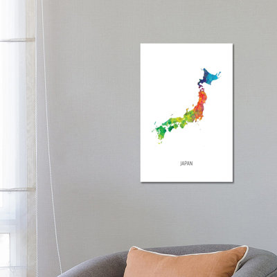 Japan Map by Michael Tompsett - Wrapped Canvas Print