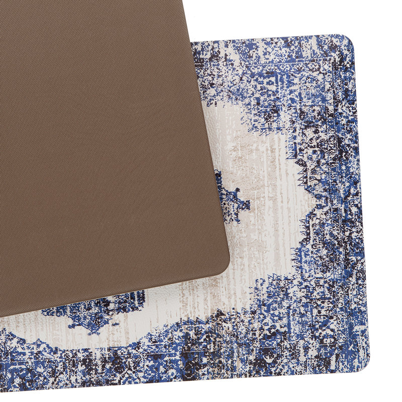 Distressed Medallion Cushioned Anti Fatigue Standing Kitchen Mat, Rectangle 18" x 47"