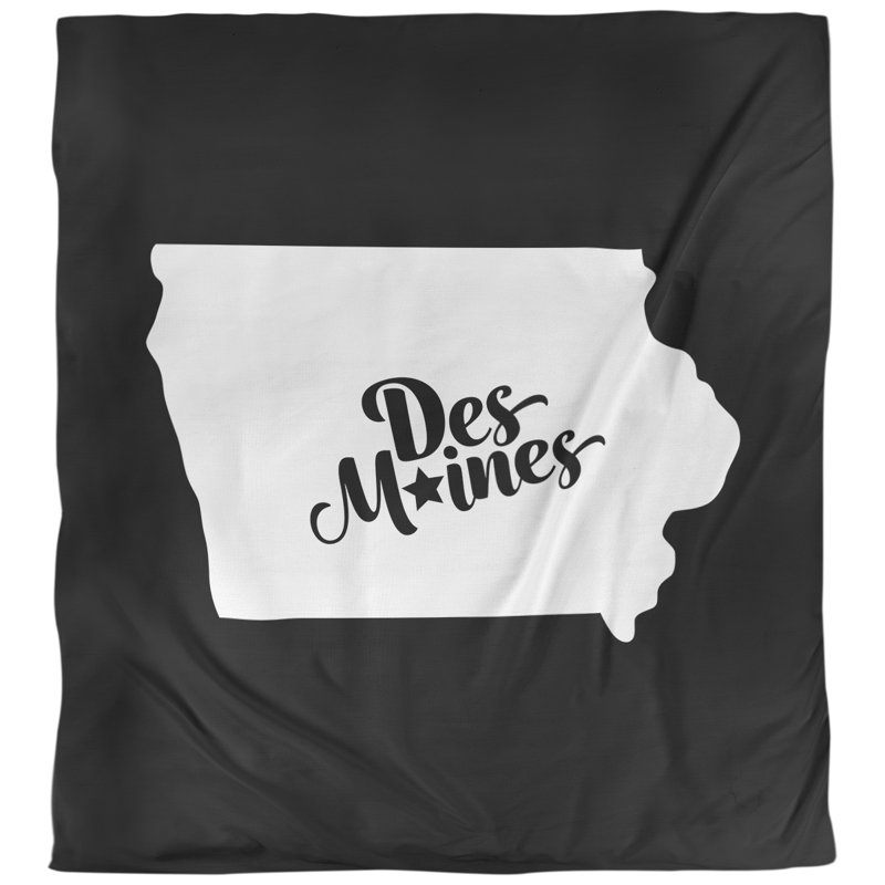 Housse de couette de iowa des moines, Noir, Polyester brossé