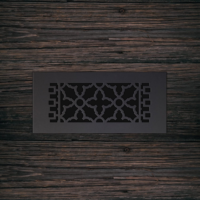 Scroll Pattern Black Cast Iron Floor Grille 12" x 6"