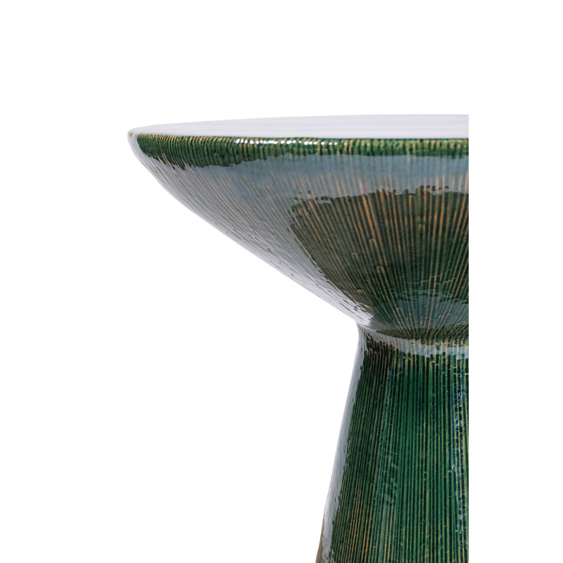Sunburst Outdoor Round Side Table, Emerald Texture Gloss