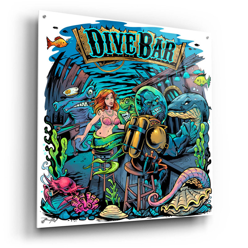 «Dive Bar On» par Flyland Designs Print, H 36 po x l 36 po x P 0,2 po