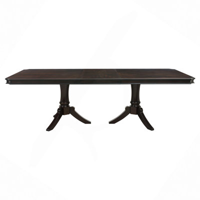Double Pedestal Base 1Pc Dining Table With Extension Leaf Wooden Furniture 96" Table
