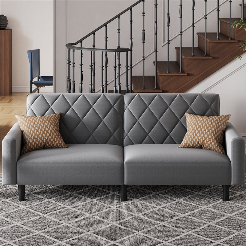 2-Seater Sofa Bed Aidden With Adjustable Backrest, Dark Grey