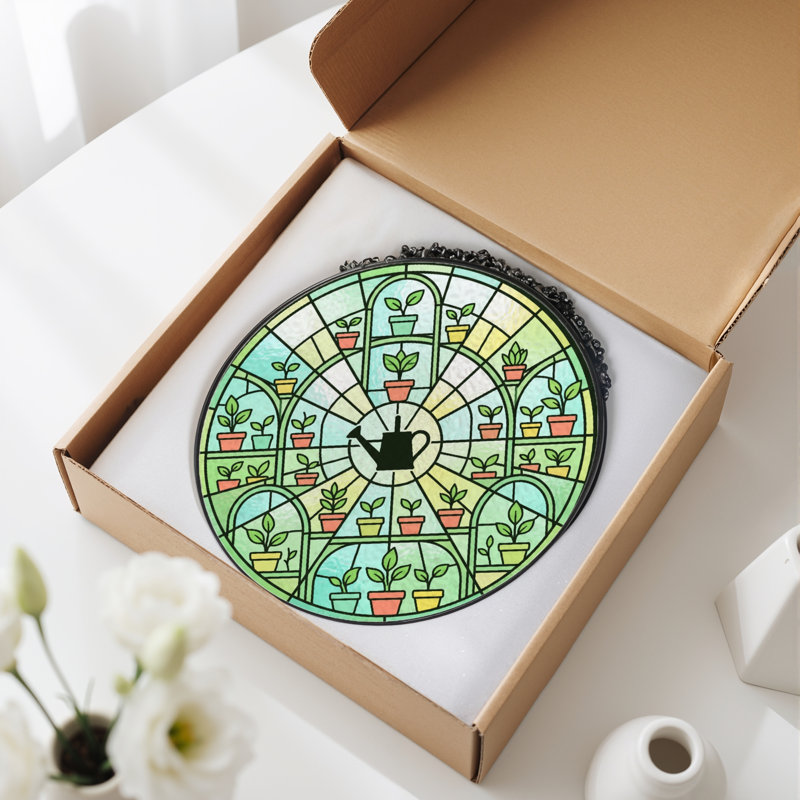 Panneau de vitrail en verre coloré, 7,8 heures, 7.8"H
