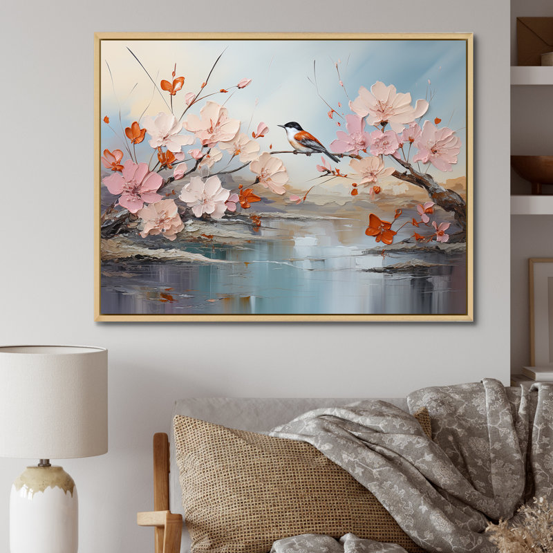 Birds Of Paradise Flowers Fields I sur toile, Cadre naturel flottant, H 16 po x l 32 po x P 0,5 po