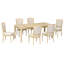 Ensemble de table de salle à manger extensible 78,1 pouces Rustic 7 pièces avec rallonge amovible de 18 pouces, 6 chaises de salle à manger rembourrées, 2 tiroirs intégrés, naturel-843529449