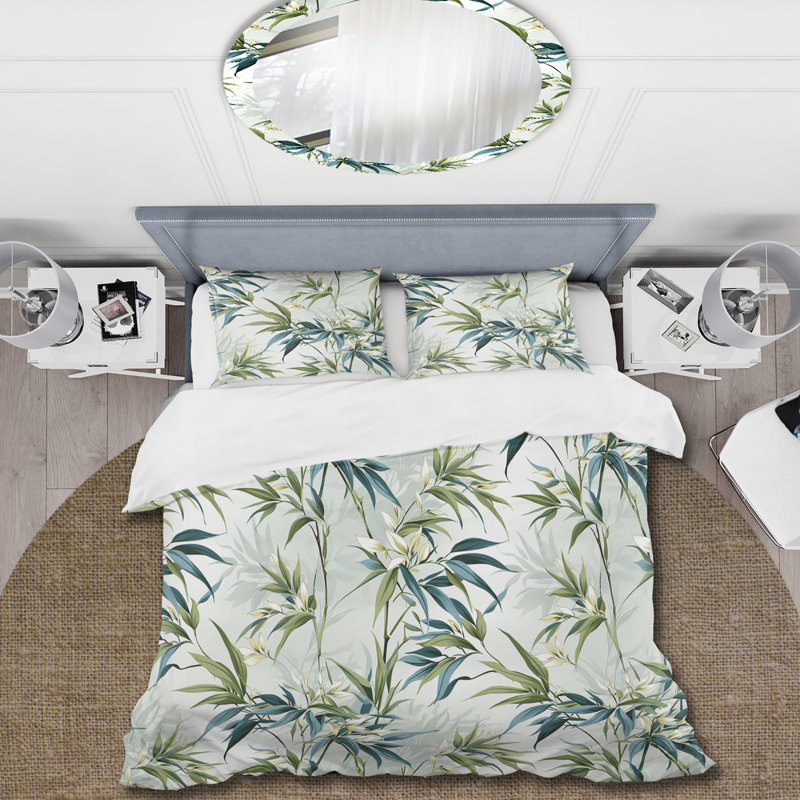Ensemble de housse de couette Tropical Zen Bamboo IV, Housse de couette pour très grand lit et 2 très