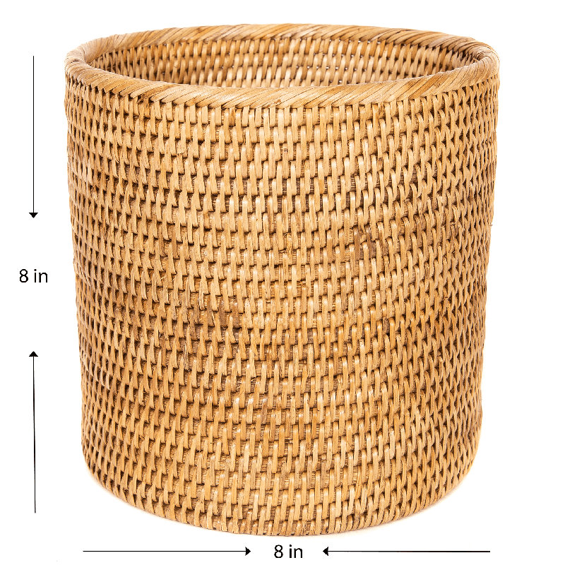 Petite poubelle ronde Rael, Brun miel