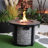 Outdoor Propane Fire Pit,Square Stonecrest Gas Fire Pit For Outside Patio,Concrete Propane Fire Table 50,000 BTU Gas Fire Pit W Lava Rocks,Waterproof Cover