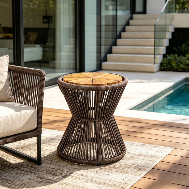 Table d'appoint d'extérieur, Gris foncé, teck