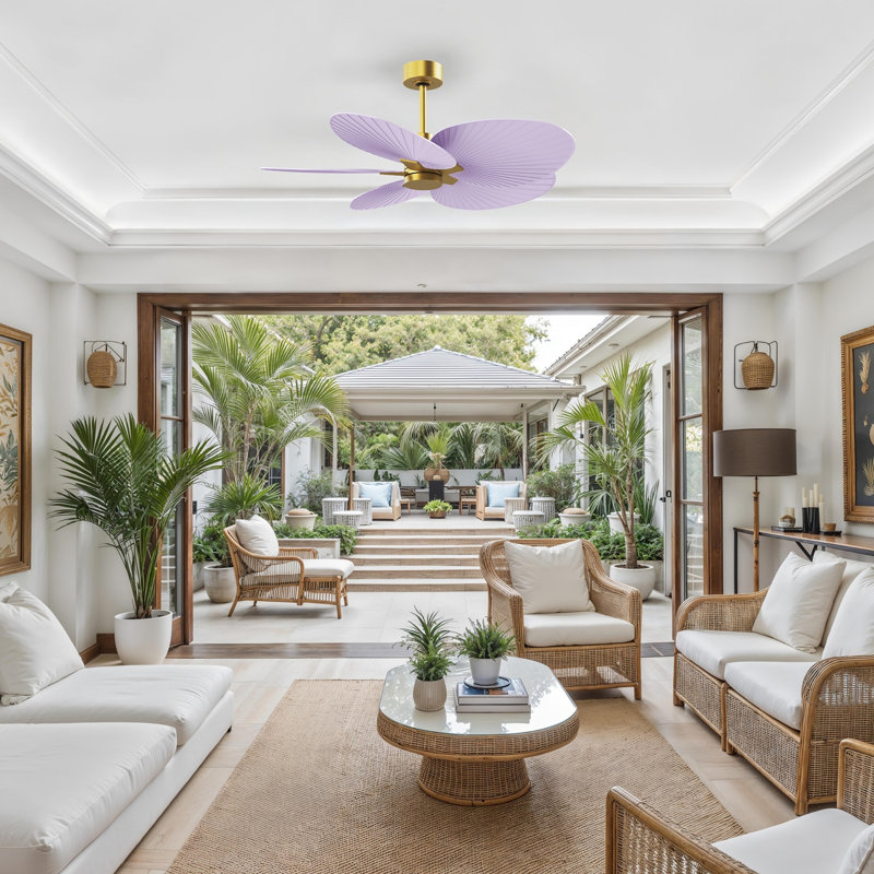 Alessandra - Five Blade Ceiling Fan, Brushed Brass, Lilac