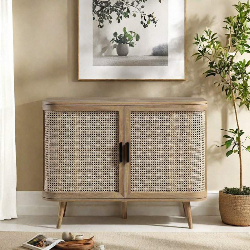 Armoire d'entrée rétro en rotin, Bois