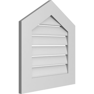 Peaked Top Surface Mount Signature Urethane Functional Gable Vent 7/12 Pitch, Primed Tan