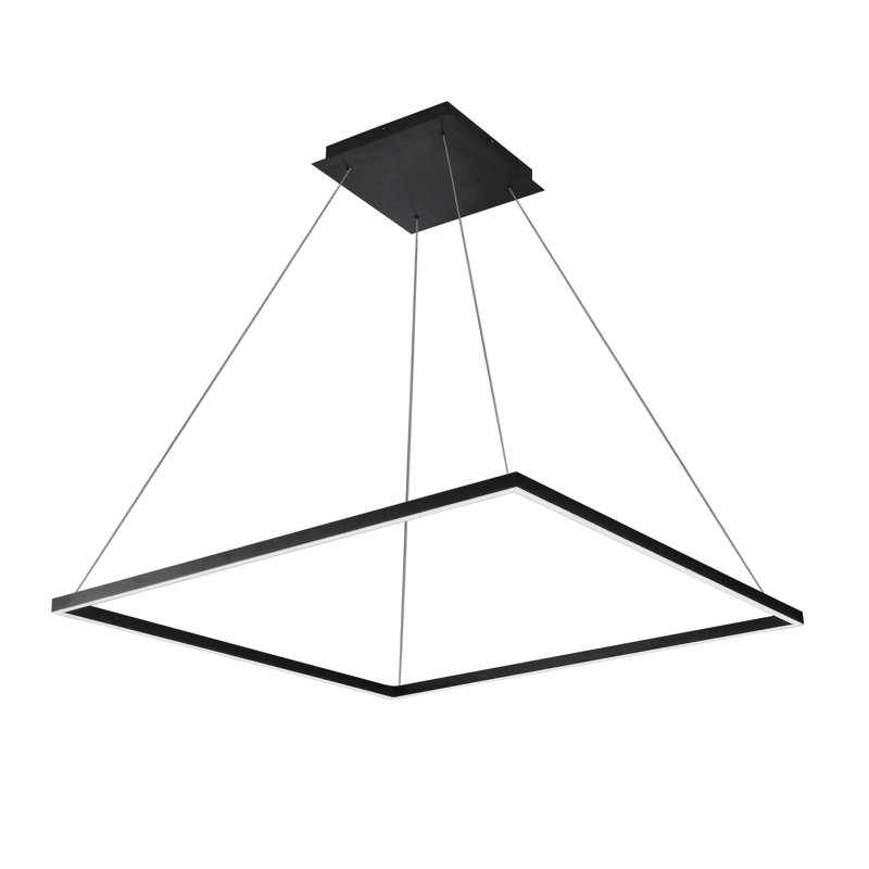 Atria Integrated LED Linear Pendant Height Adjustable ETL Certified Square Chandelier Lighting, Black