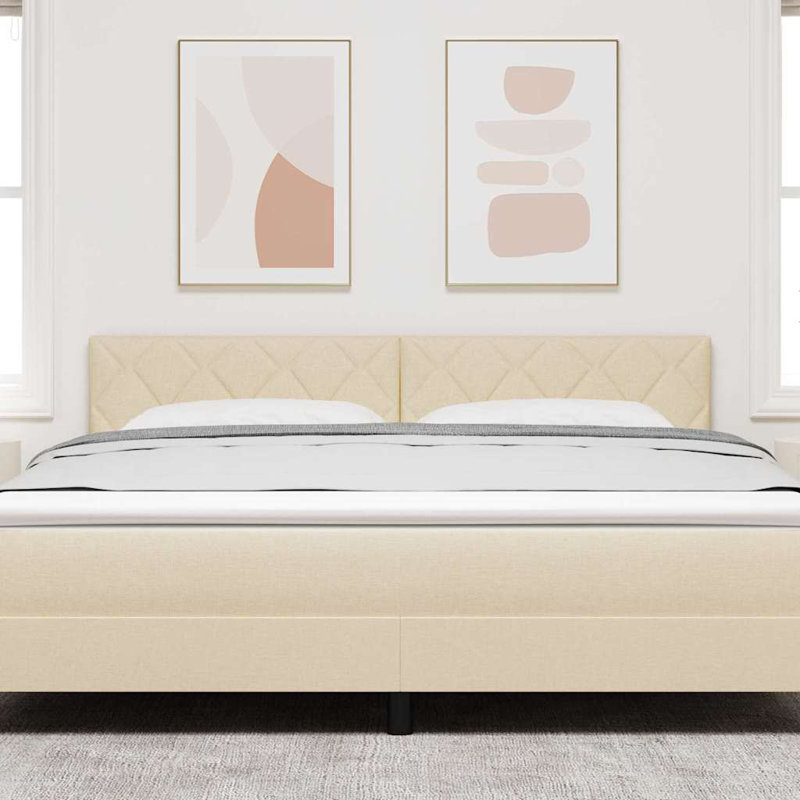 Fabric Headboard Geometric With Headboard Fabric, 140 x 190cm, Cream
