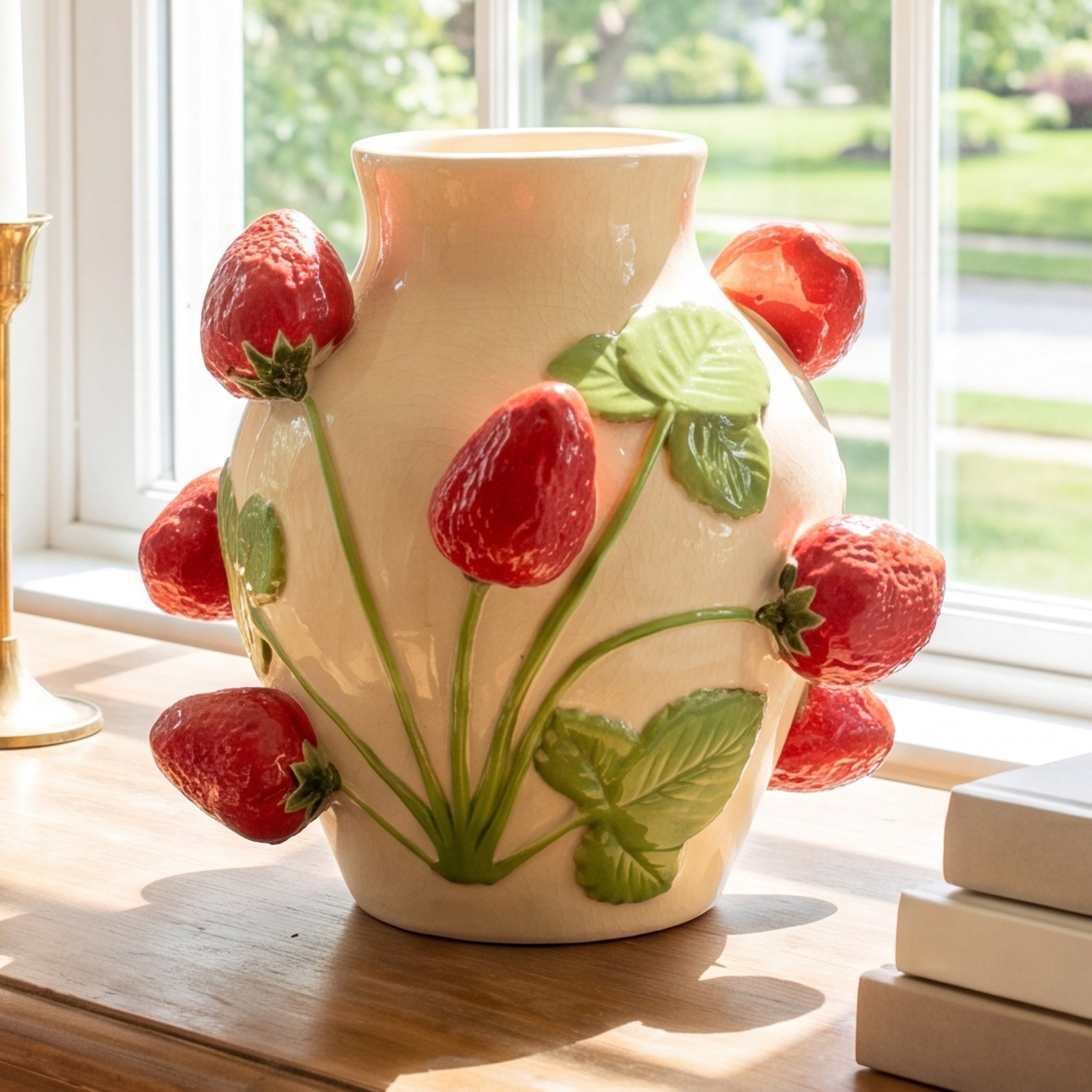 SMALL CERAMIC STRAWBERRIES VASE