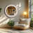Wooden Round Mirror