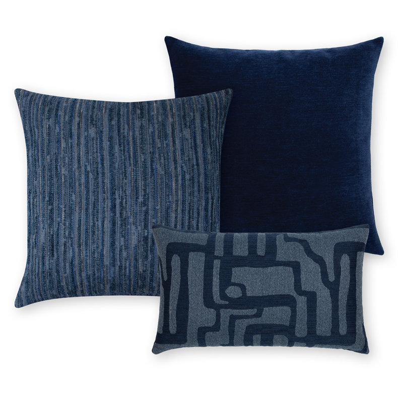 Luxe Throw Square Outdoor Pillow Cover & Insert by Elaine Smith, Indigo, 20"H X 20"W, Striped