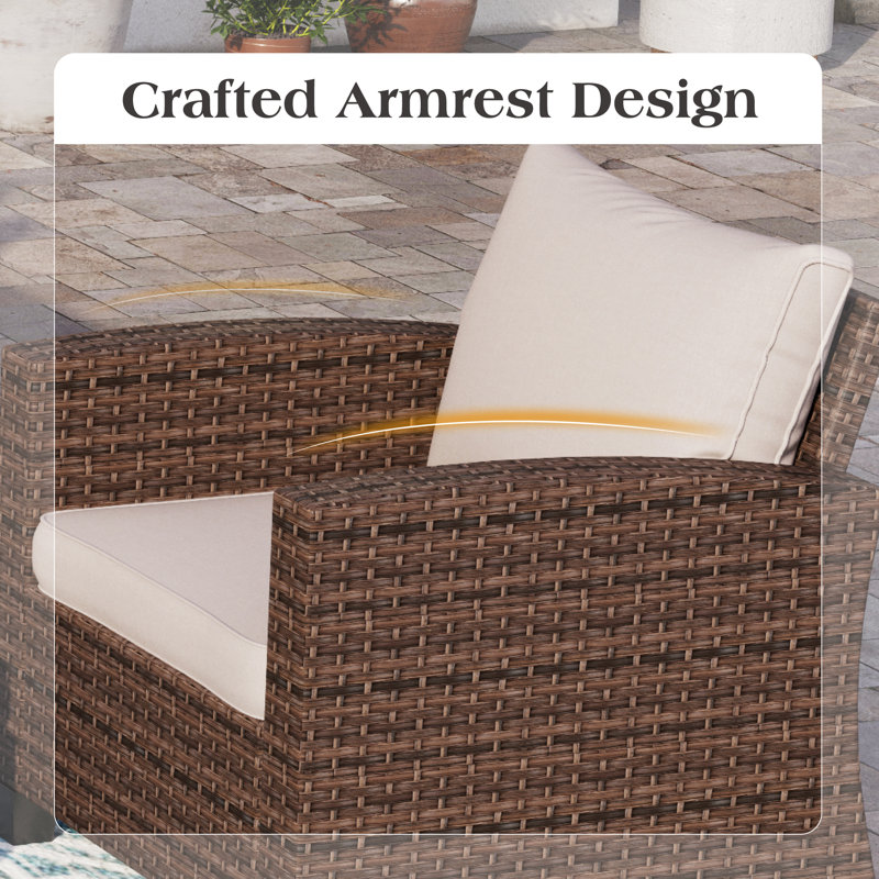 Chaise de patio avec coussins Salem, Coussin Pro Performance, toile beige