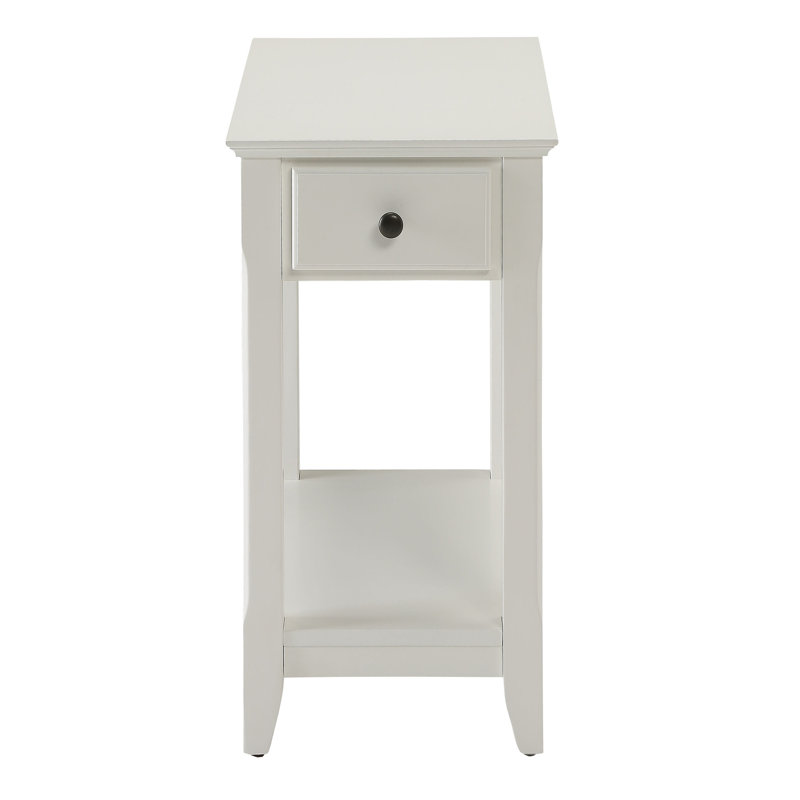 Table d'appoint blanche avec tiroir spacieux - Organisez vos articles essentiels améliorant l'attrait visuel de la pièce