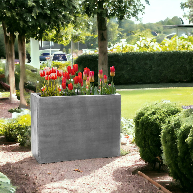Creasman Fiberstone Planter Box, Gris, H 15 po x l 14 po x P 14 po