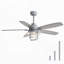 Ventilateur de plafond gris ciment 52 pouces avec lumière E26, abat-jour en verre, 5 pales en contreplaqué, moteur à courant continu silencieux, 6 vitesses de vent