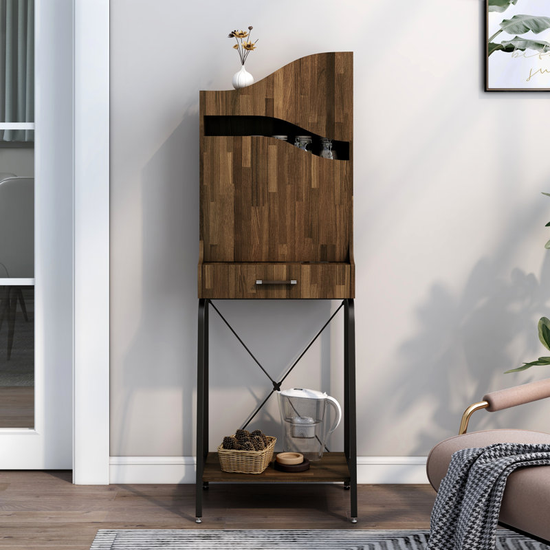 Urmis Industrial Wavy Design MDF Beverage Cabinet
