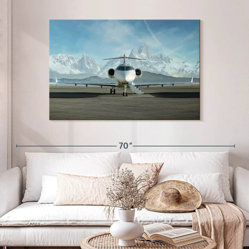 Mehar Snowy Mountains Private Jet, 32" H x 48" W