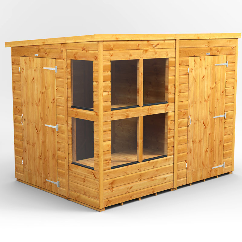 Powersheds 8 x 6ft Timber Tongue & Groove Pent Potting Shed Combi (includes 4ft Side Store)