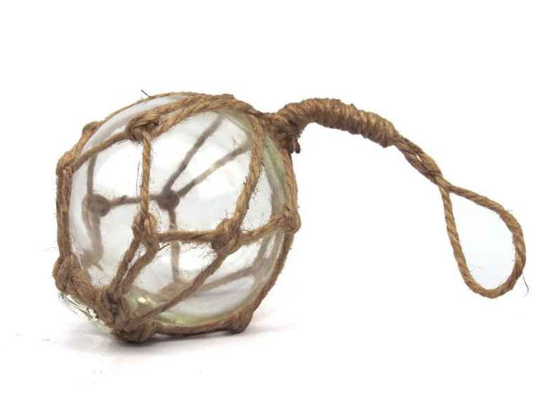 Décoration murale boule flotteur de pêche en verre japonais, Clair / Marron, H 8 po x l 4 po x P 4 po