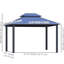 Pavillon de jardin 10 'x 12' avec double toit en polycarbonate, structure en aluminium, fabuleux pour la terrasse, le jardin, la cour, la terrasse, la pelouse, gris