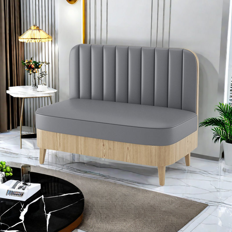 Banc rembourré en similicuir Casual, Gris