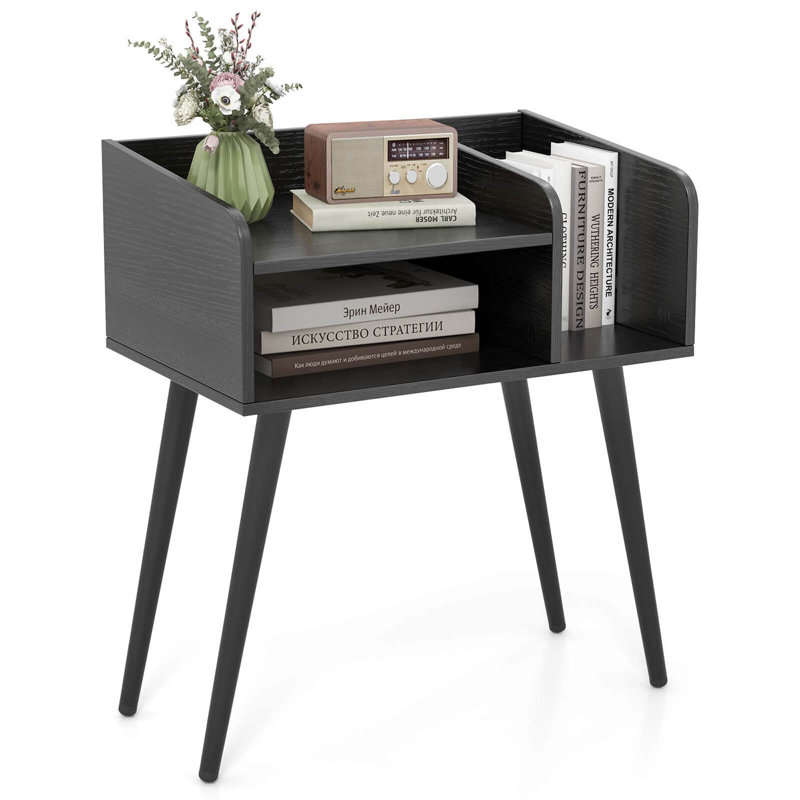Table de bout moderne George Century avec tablettes ouvertes, Noir