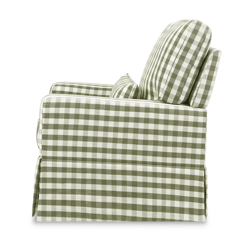Crawford Pillowback Comfort Swivel Glider, Green Gingham