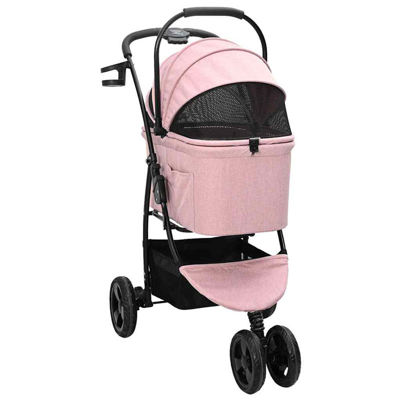 Folding Pet Stroller 78 X 54 X 101 Cm 600D Oxford Fabric, Pink