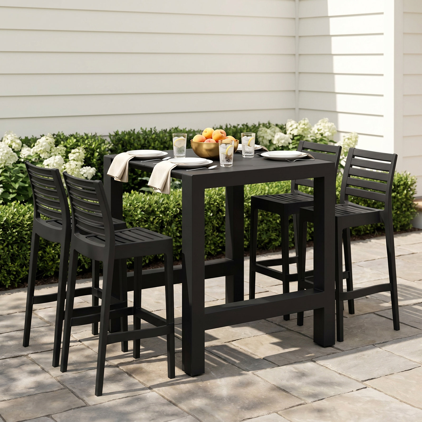 Farrah 39" Patio Dining Set, Black