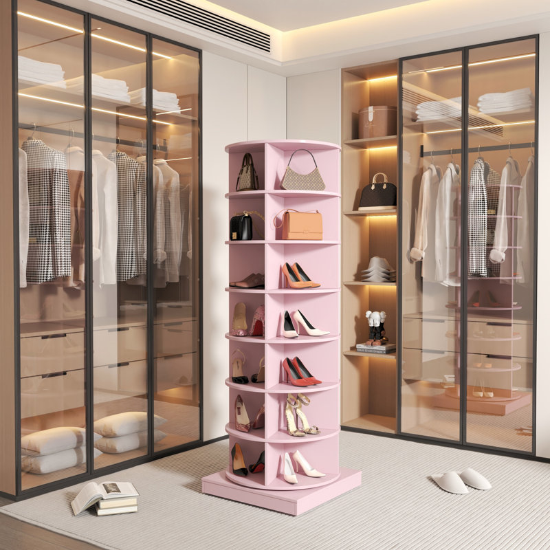 Armoire à chaussures rotative 360, Duplicata rose, H 64,96 po x l 24 po x P 24 po