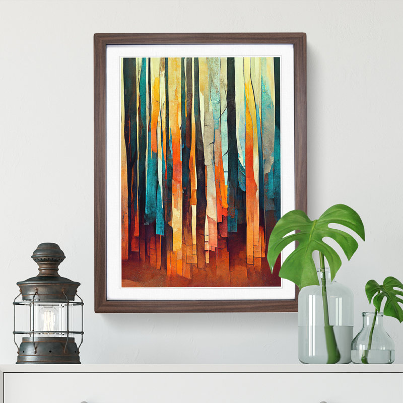 Torn Abstract Forest No.4 - Wall Art, 36cm H x 27cm W, Walnut Framed, White