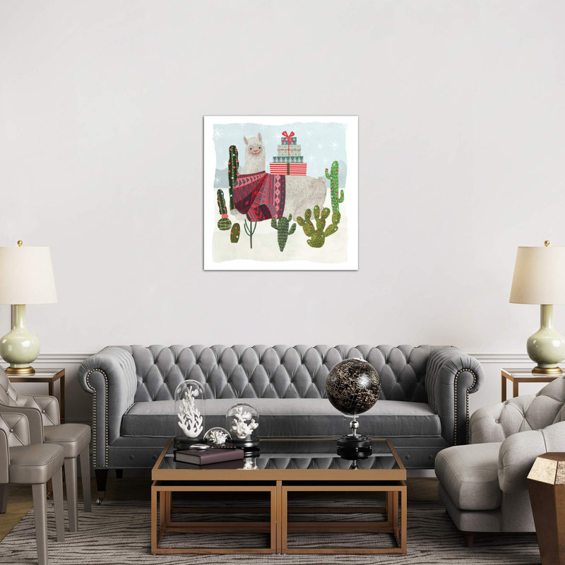 Holiday Llama IV 1 Piece Wrapped Canvas Painting, 93.98 cm H x 93.98 cm W x 1.91 cm D