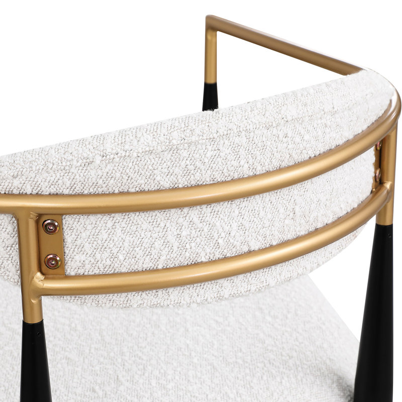 Tabourets de comptoir rembourrés beiges de 2, avec pieds en fer pour îlot de cuisine, capacité de poids de 265 lb, outils industriels de tissu de 260 lb inclus