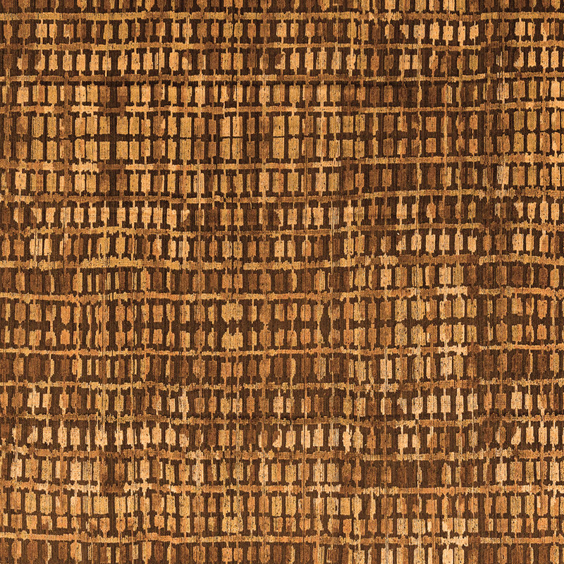 Tapis abstrait tissé à la machine en brun / brun clair, Carré 4 pi