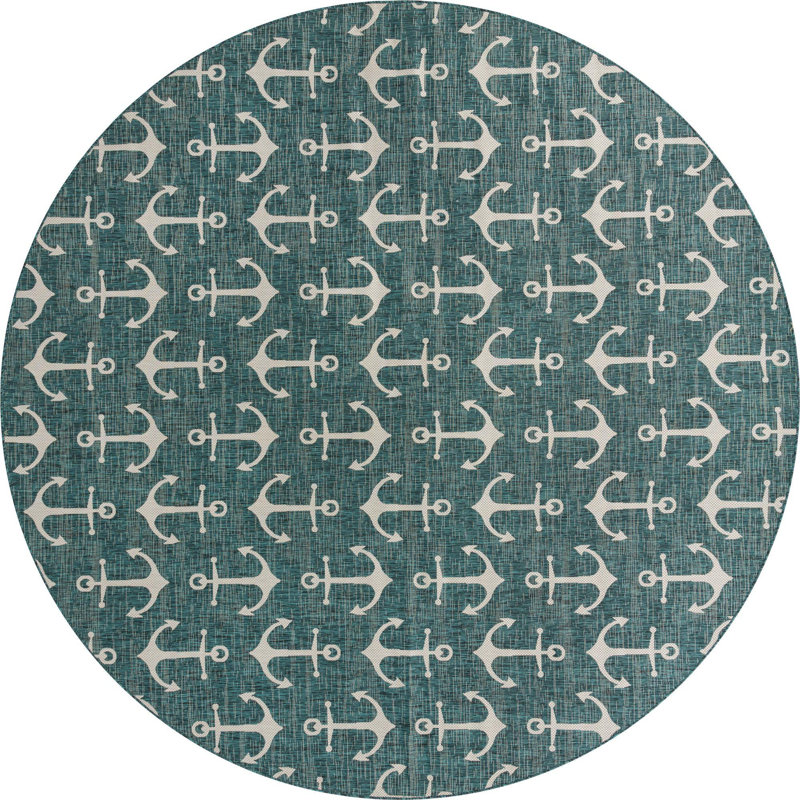 Outdoor Ayton Area Rug Sea Grass Color, Round 13'