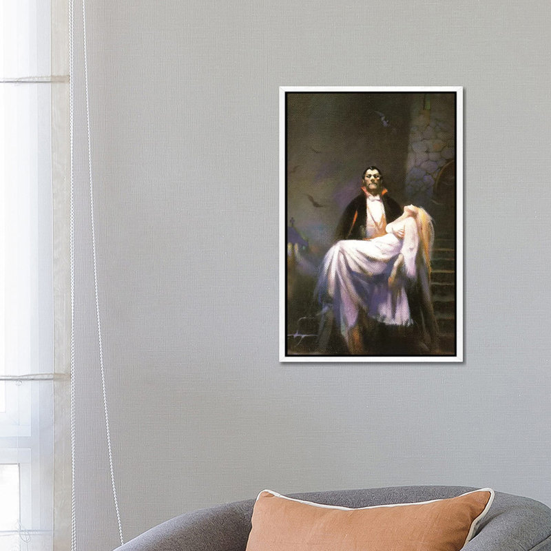 Dracula's Bride by Frank Frazetta - Print on Canvas, 66.04 cm H x 45.72 cm W, White Framed Canvas