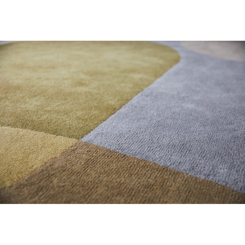 Decor Handmade Wool Geometric Area Rug, Gray;Beige, Oval 9' x 12'