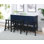 Tabouret de bar et de comptoir en bois massif massif Messer, 24 po, noir (ensemble de 3)