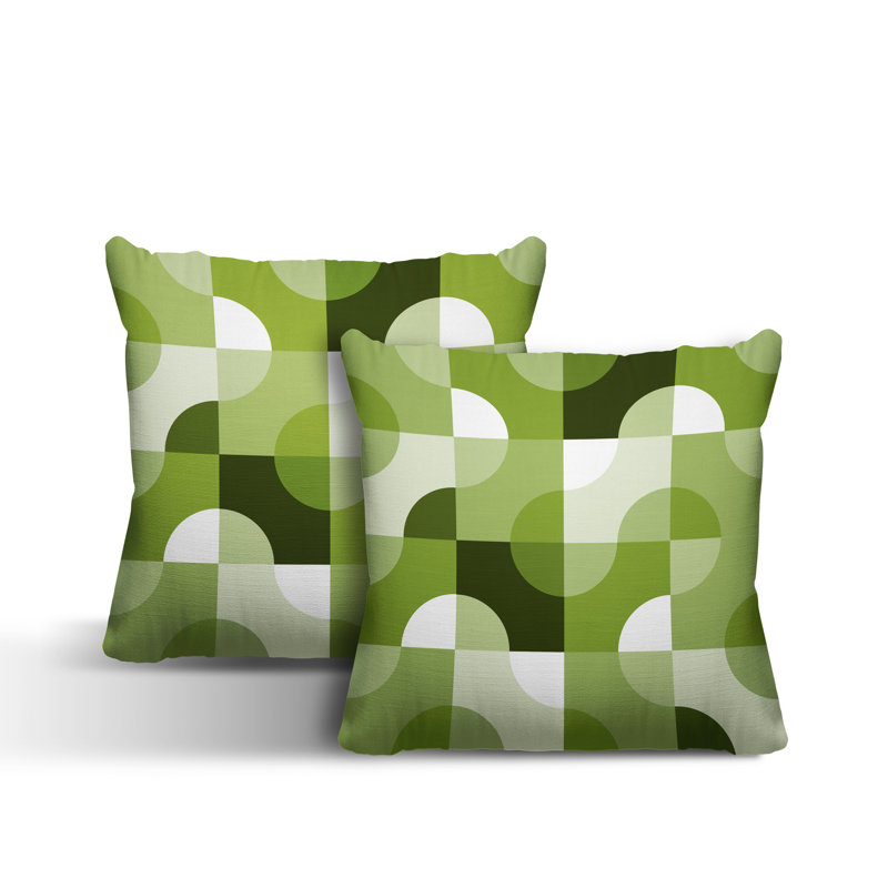 Coussin décoratif carré intérieur / extérieur Milda, L 15 po x H 15 po, Chartreuse