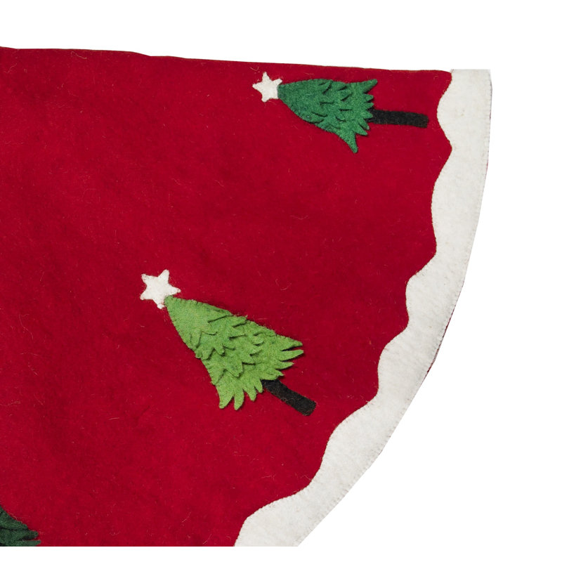 Jupe d'arbre de Noël fabriquée à la main en feutre - 60 po, Rouge